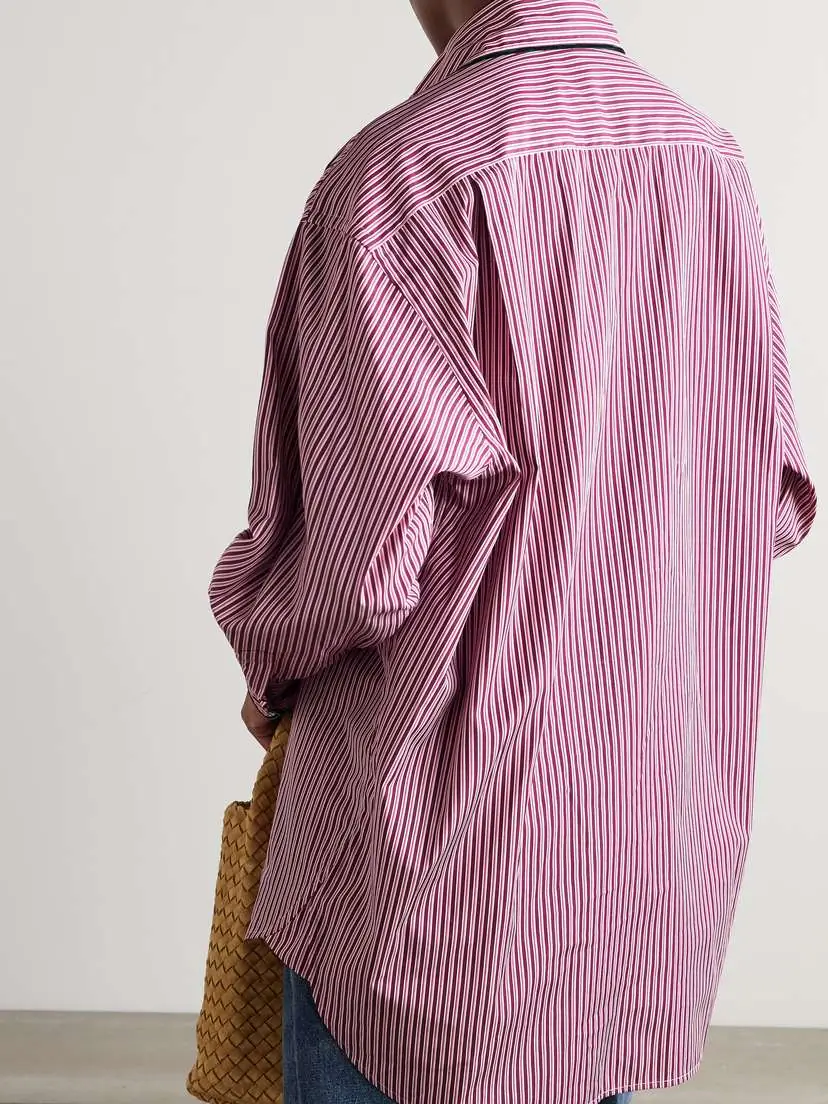 Etro Velvet-trimmed Striped Cotton-poplin Shirt | Thumbnail 4 Etro Velvet-trimmed Striped Cotton-poplin Shirt | Thumbnail 4