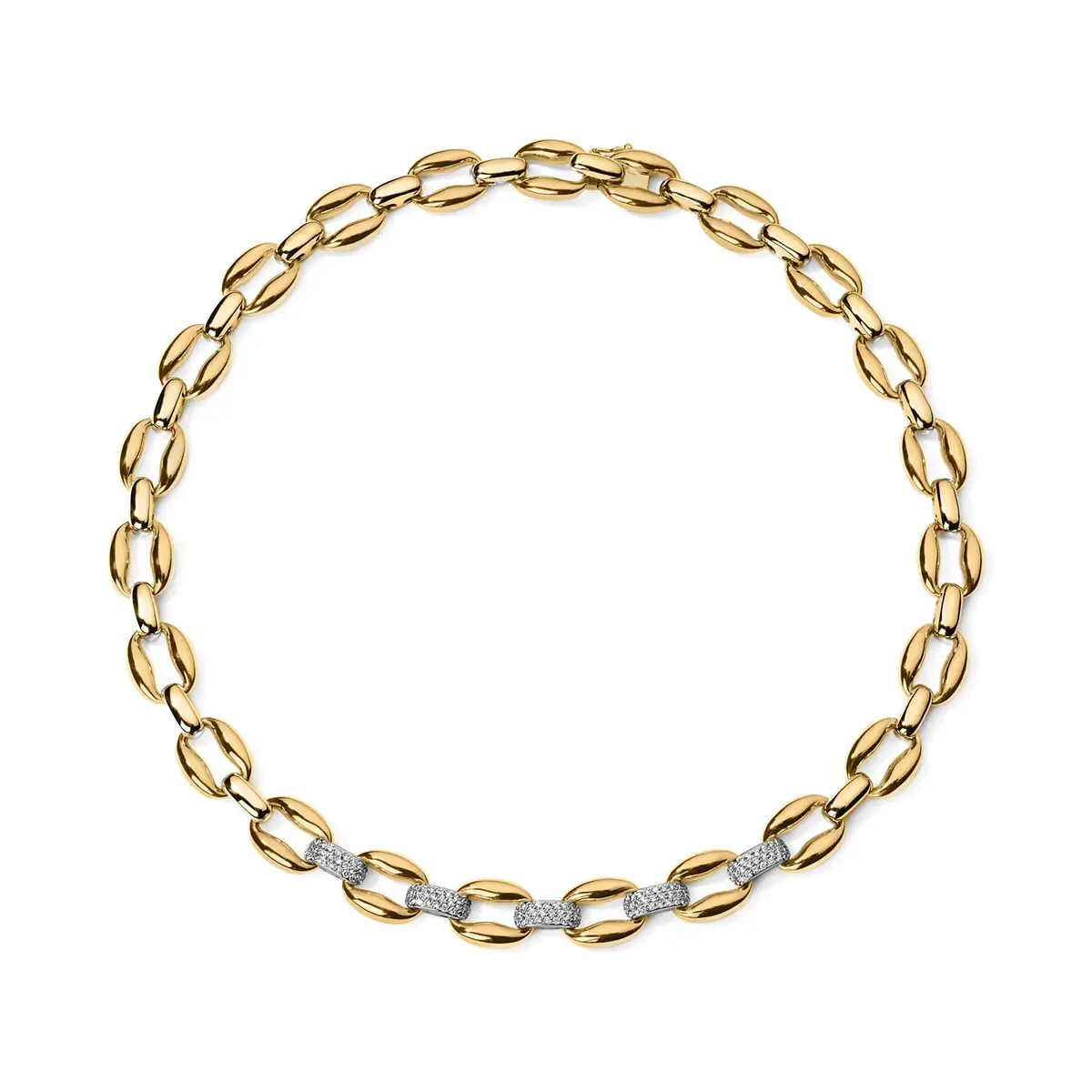 Stephanie Gottlieb Gold and Pave Oval Link Necklace with 5 Pave Sections | Thumbnail 3 Stephanie Gottlieb Gold and Pave Oval Link Necklace with 5 Pave Sections | Thumbnail 3