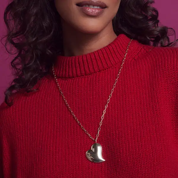 Stephanie Gottlieb Heartfelt Gold Jumbo Puffy Heart with Paperclip Chain Necklace | Thumbnail 3 Stephanie Gottlieb Heartfelt Gold Jumbo Puffy Heart with Paperclip Chain Necklace | Thumbnail 3