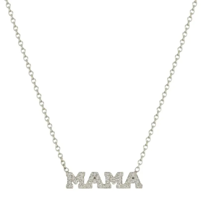 Itty Bitty Pave Diamond MAMA Necklace