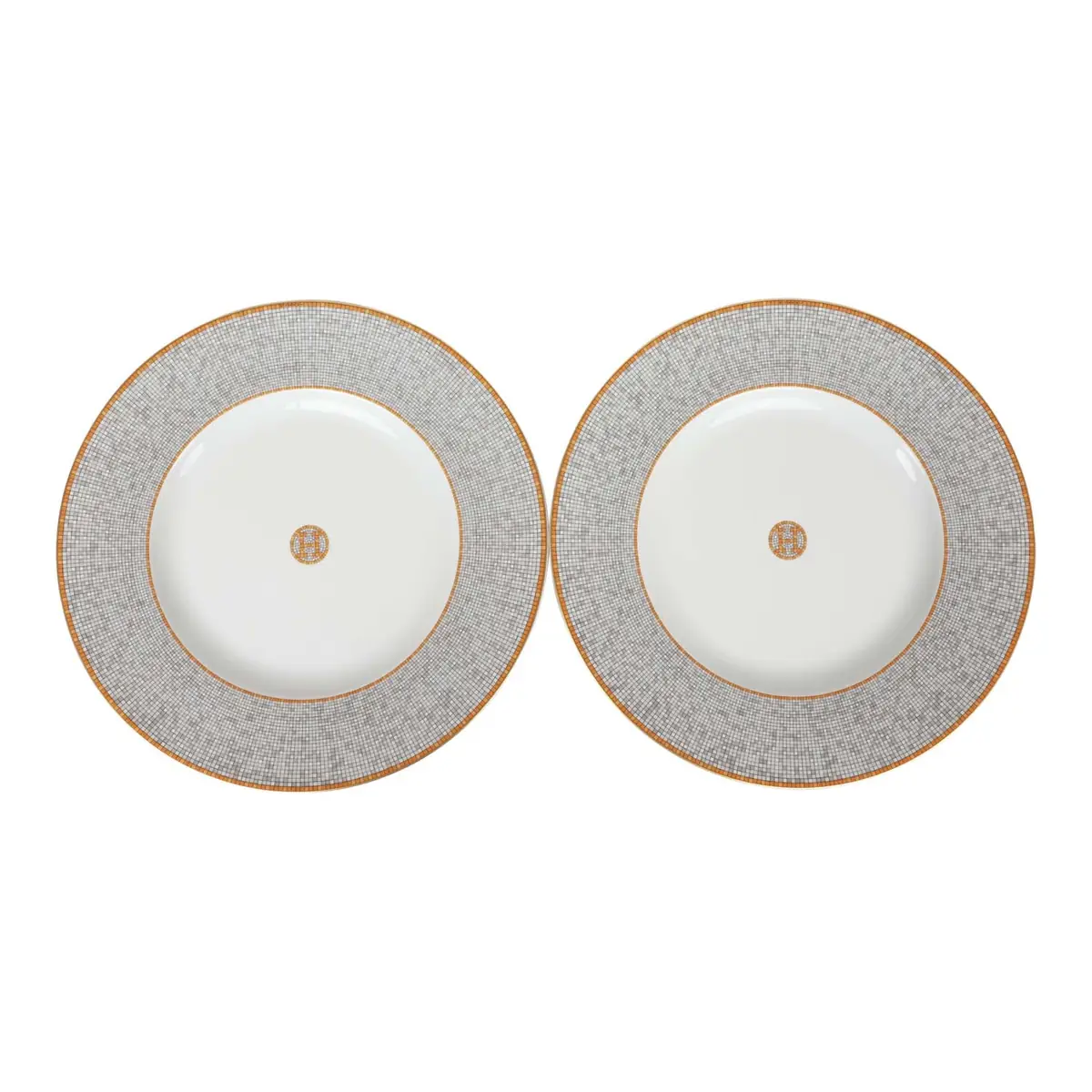 HERMÈS Hermes "Mosaique Au 24" Gold Presentation Plate Set