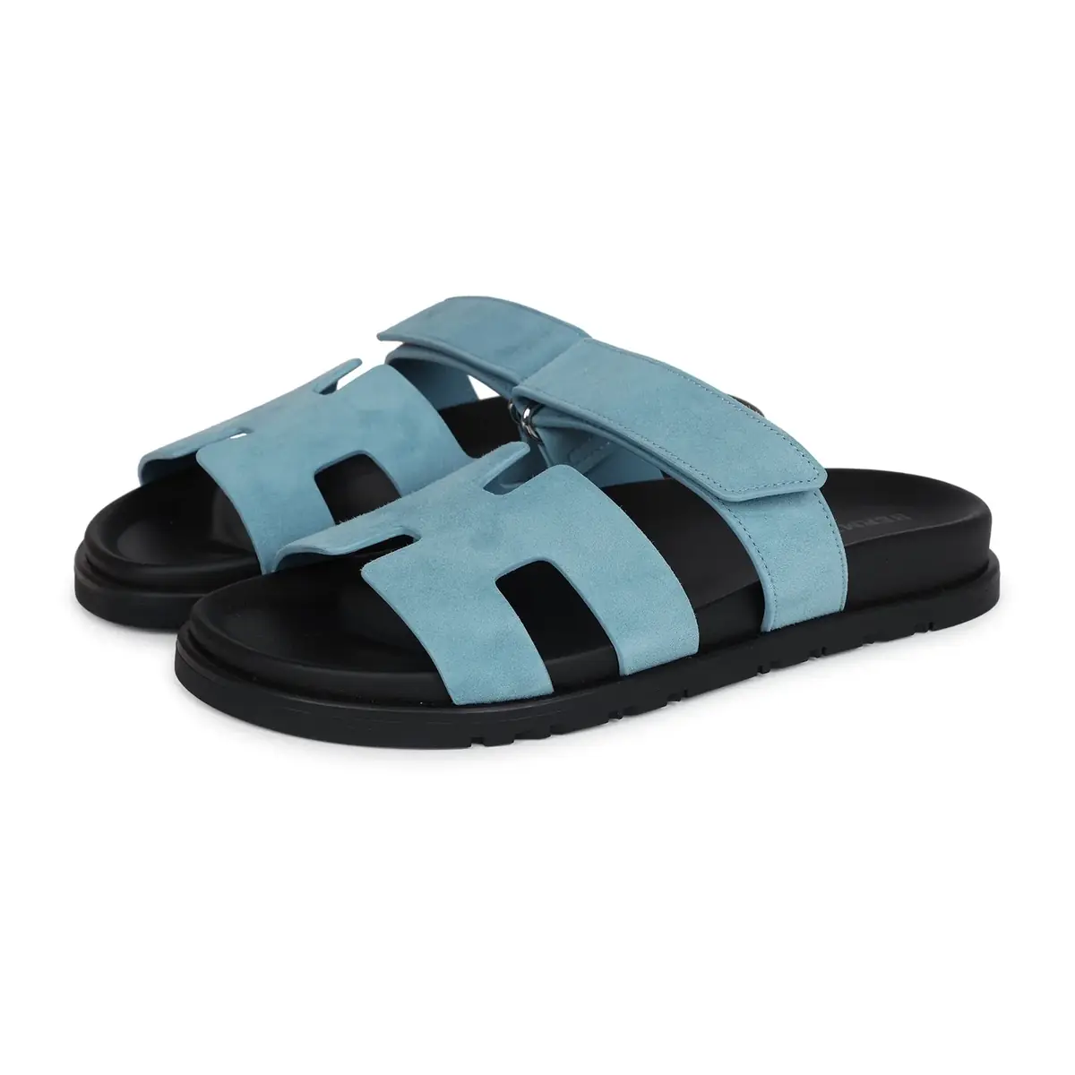 HERMÈS Hermes Chypre Techno Sandals Bleu Mineral Suede Palladium Hardware 37 EU | Image 1 HERMÈS Hermes Chypre Techno Sandals Bleu Mineral Suede Palladium Hardware 37 EU | Image 1