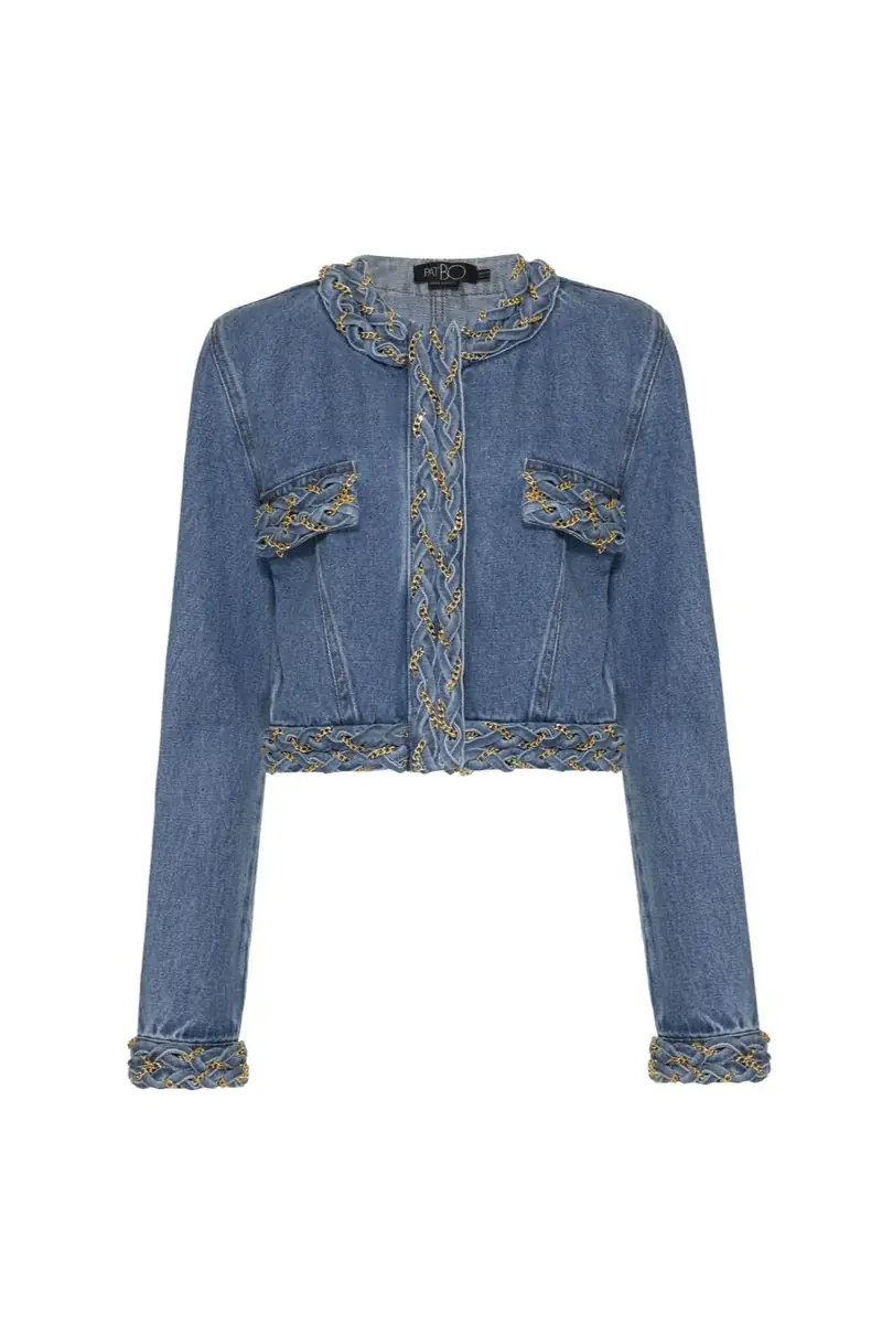 PatBo PREORDER: Braided Denim Cropped Jacket | Thumbnail 4