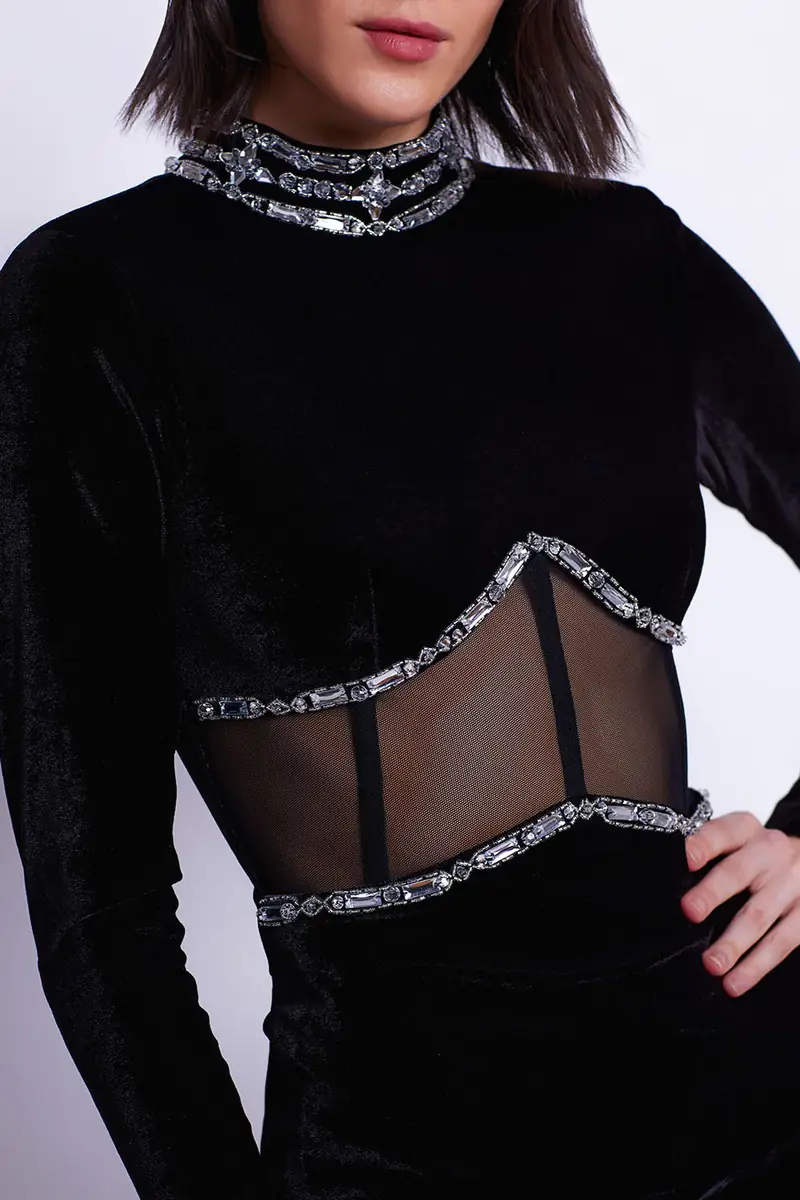 PatBo PREORDER: HAND BEADED VELVET BUSTIER MINI DRESS | Thumbnail 2 PatBo PREORDER: HAND BEADED VELVET BUSTIER MINI DRESS | Thumbnail 2