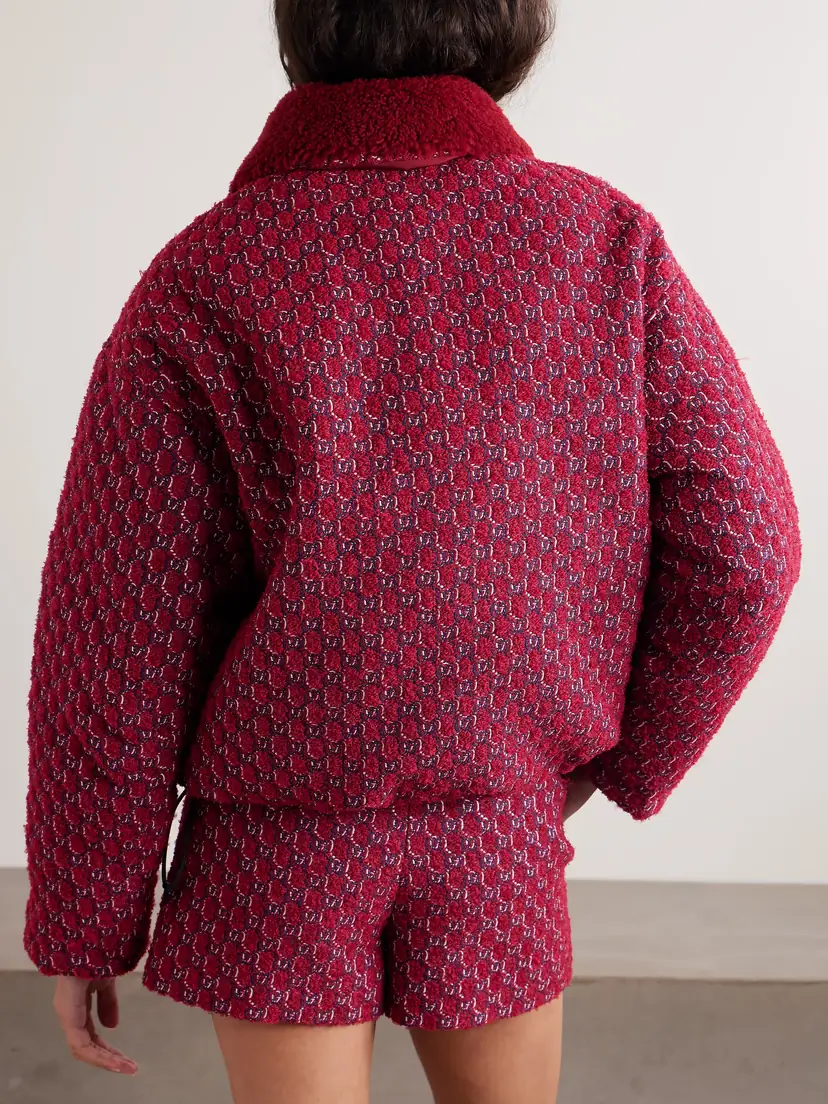 Gucci Shearling-trimmed Jacquard-knit Wool-blend Bouclé Jacket | Thumbnail 3 Gucci Shearling-trimmed Jacquard-knit Wool-blend Bouclé Jacket | Thumbnail 3