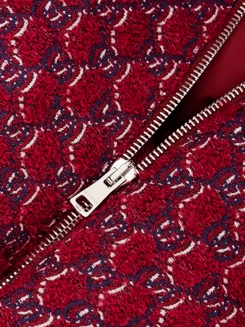 Gucci Shearling-trimmed Jacquard-knit Wool-blend Bouclé Jacket | Thumbnail 4 Gucci Shearling-trimmed Jacquard-knit Wool-blend Bouclé Jacket | Thumbnail 4