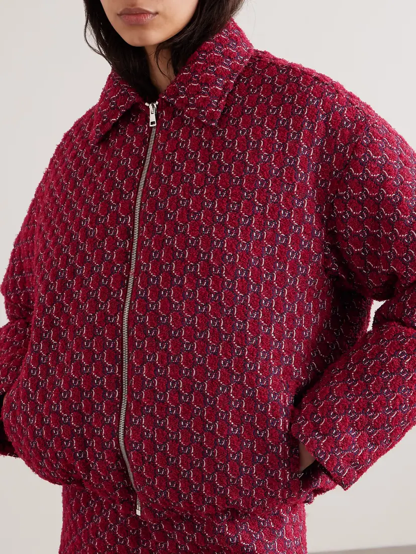 Gucci Shearling-trimmed Jacquard-knit Wool-blend Bouclé Jacket | Thumbnail 5 Gucci Shearling-trimmed Jacquard-knit Wool-blend Bouclé Jacket | Thumbnail 5