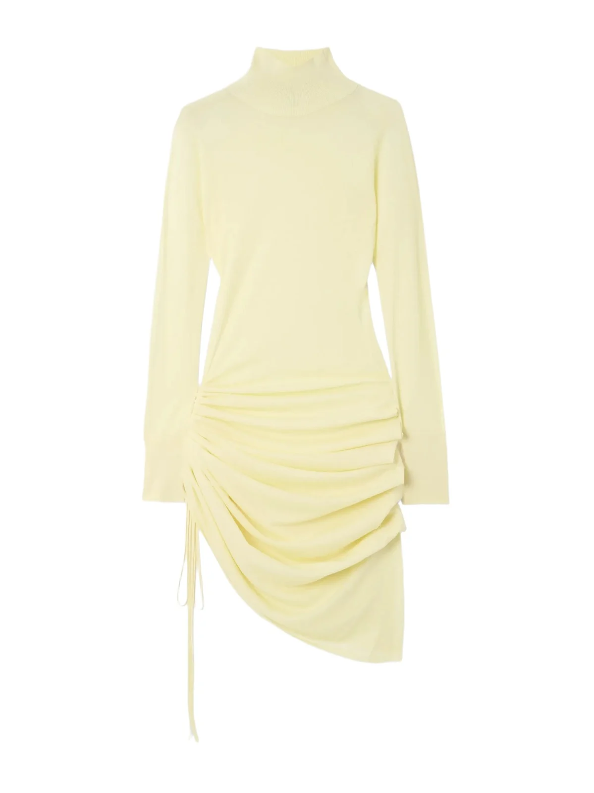 Gathered Wool-blend Turtleneck Midi Dress