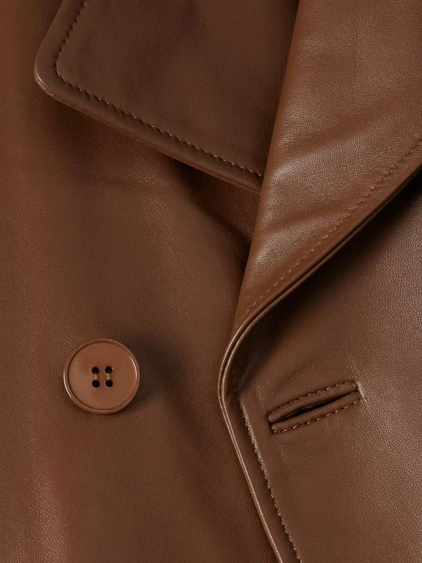 Nour Hammour Henri Belted Double-breasted Leather Trench Coat | Thumbnail 4 Nour Hammour Henri Belted Double-breasted Leather Trench Coat | Thumbnail 4