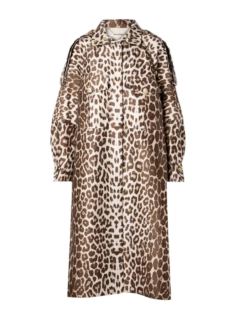 Illustration Leopard-print Wool And Silk-blend Twill Coat