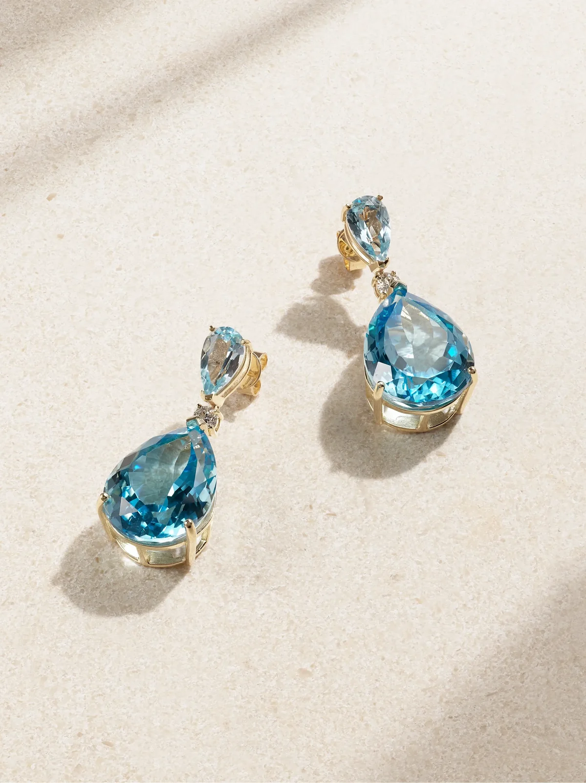 Sophia 14-karat Gold, Topaz And Diamond Earrings - Blue