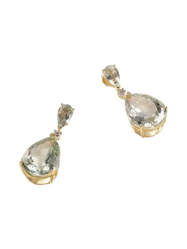 Sophia 14-karat Gold, Amethyst And Diamond Earrings - Green