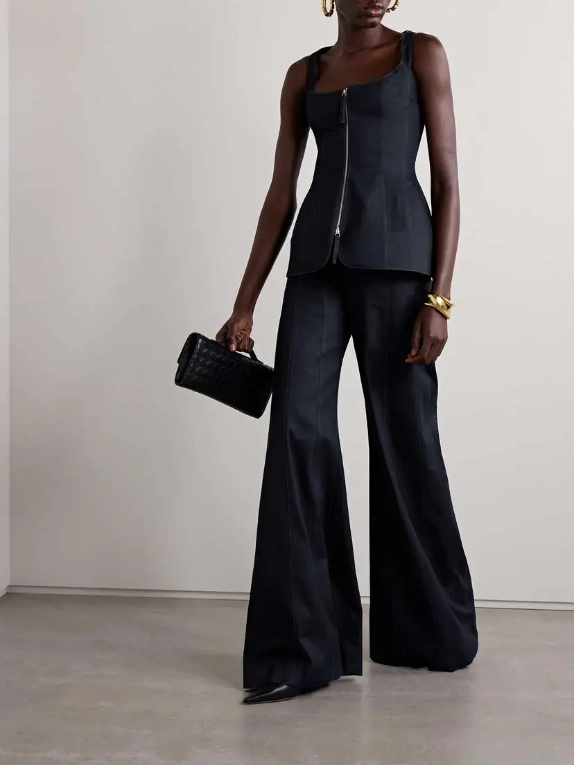 Carolina Herrera Paneled Cotton-blend High-rise Flared Jeans | Thumbnail 2