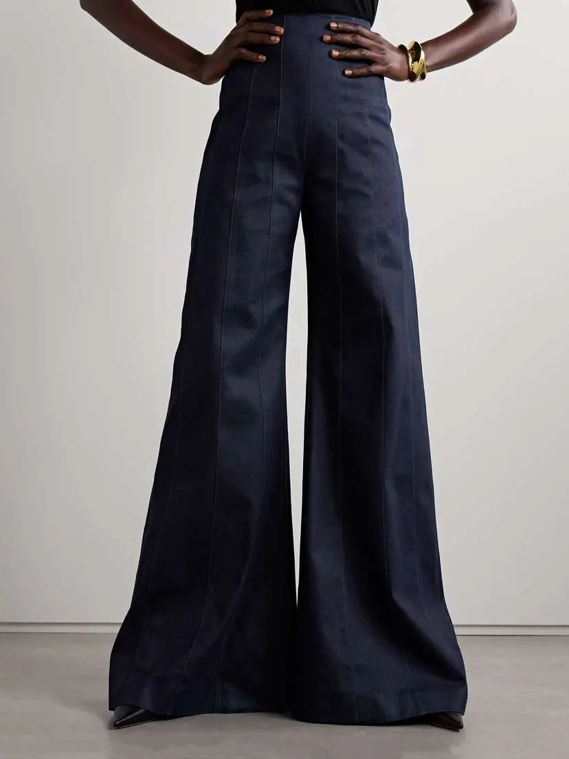Carolina Herrera Paneled Cotton-blend High-rise Flared Jeans | Thumbnail 3