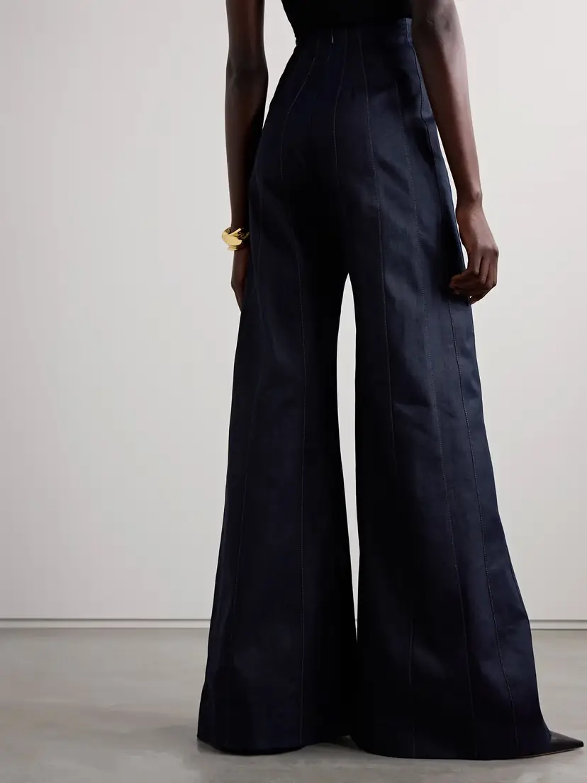 Carolina Herrera Paneled Cotton-blend High-rise Flared Jeans | Thumbnail 4