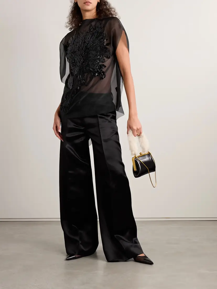 Jason Wu Collection Asymmetric Embellished Organza Top | Thumbnail 2