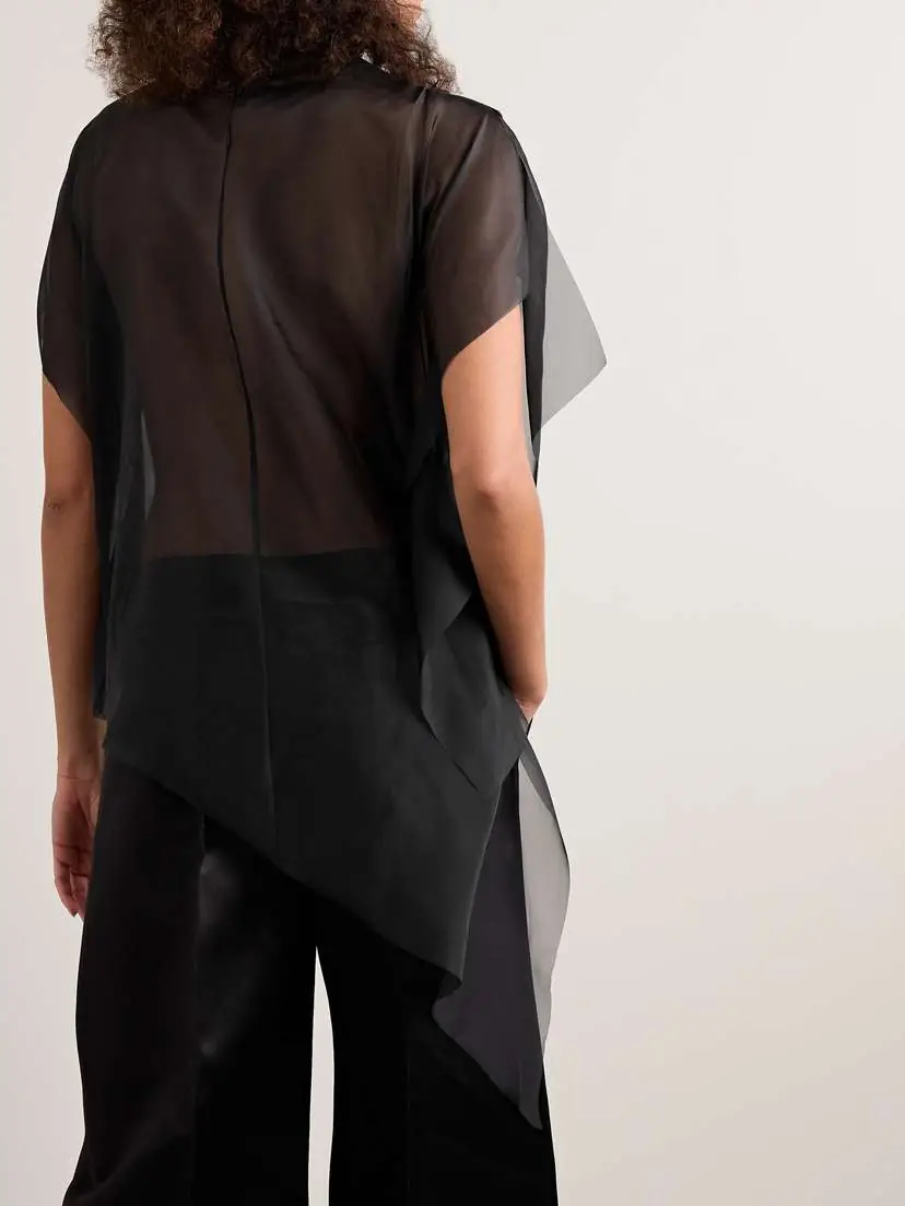 Jason Wu Collection Asymmetric Embellished Organza Top | Thumbnail 3