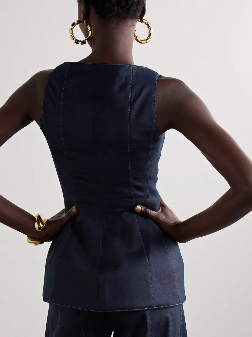 Carolina Herrera Denim Peplum Tank | Thumbnail 3 Carolina Herrera Denim Peplum Tank | Thumbnail 3