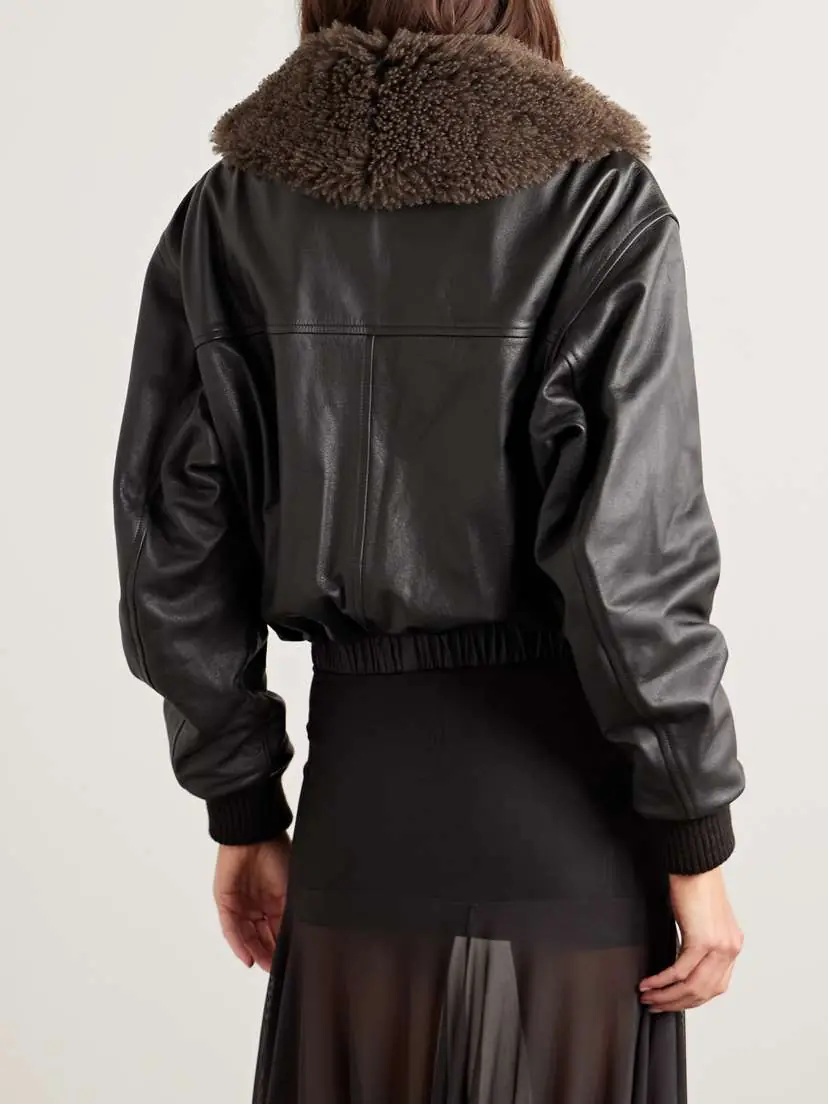 Lemaire Faux Shearling-trimmed Leather Bomber Jacket | Thumbnail 3 Lemaire Faux Shearling-trimmed Leather Bomber Jacket | Thumbnail 3