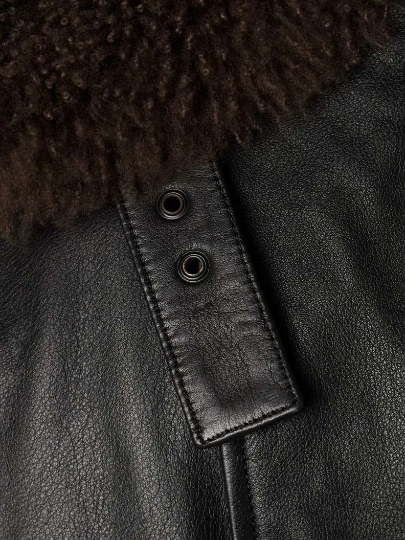 Lemaire Faux Shearling-trimmed Leather Bomber Jacket | Thumbnail 4 Lemaire Faux Shearling-trimmed Leather Bomber Jacket | Thumbnail 4