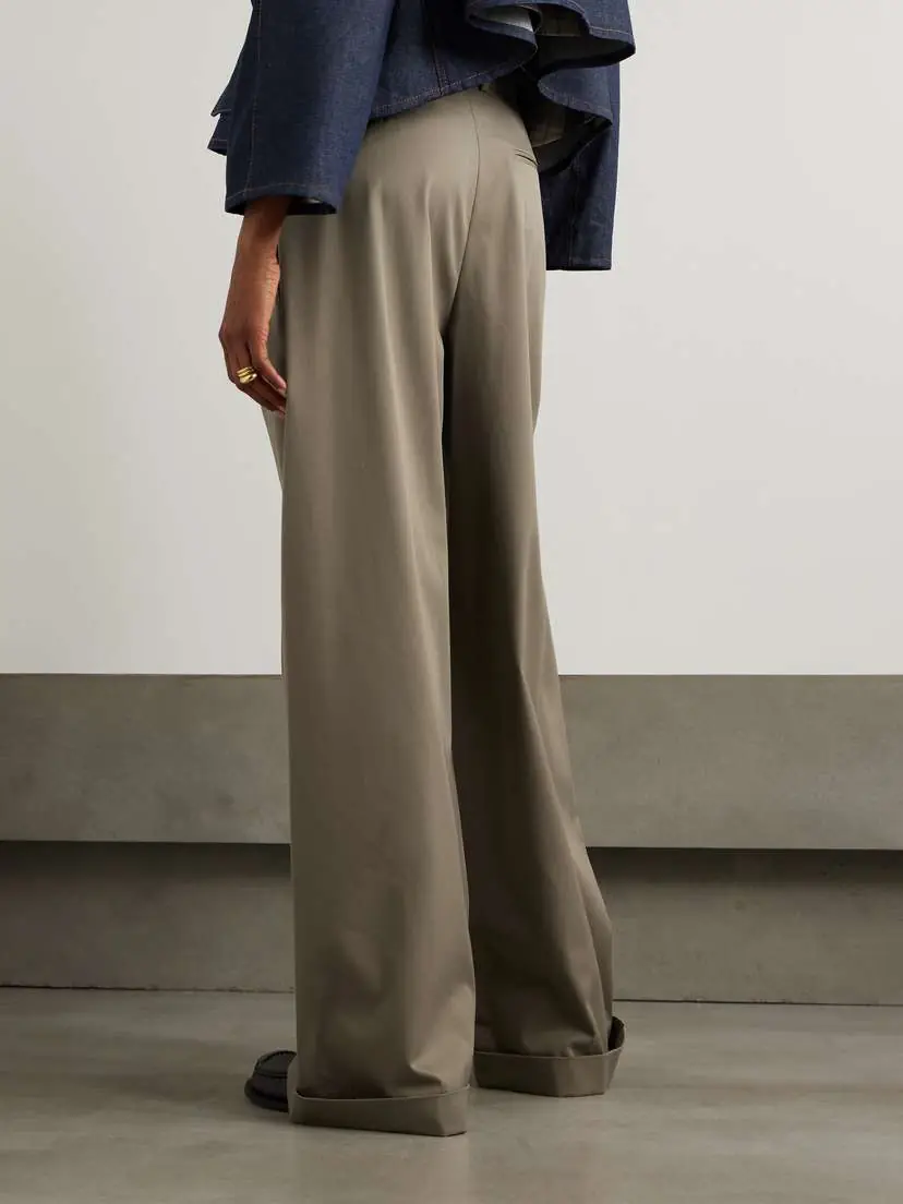Loewe Pleated Cotton And Silk-blend Twill High-rise Wide-leg Pants | Thumbnail 3 Loewe Pleated Cotton And Silk-blend Twill High-rise Wide-leg Pants | Thumbnail 3
