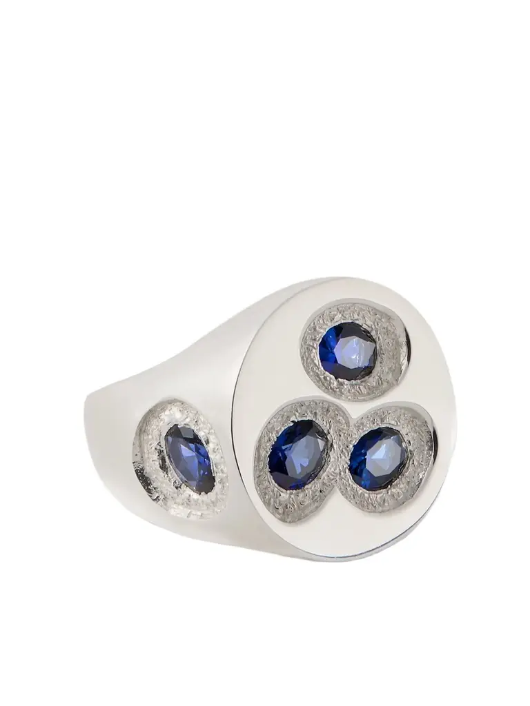 Bleue Burnham Chloroplast Recycled Silver And Laboratory-grown Sapphire Ring | Image 1 Bleue Burnham Chloroplast Recycled Silver And Laboratory-grown Sapphire Ring | Image 1