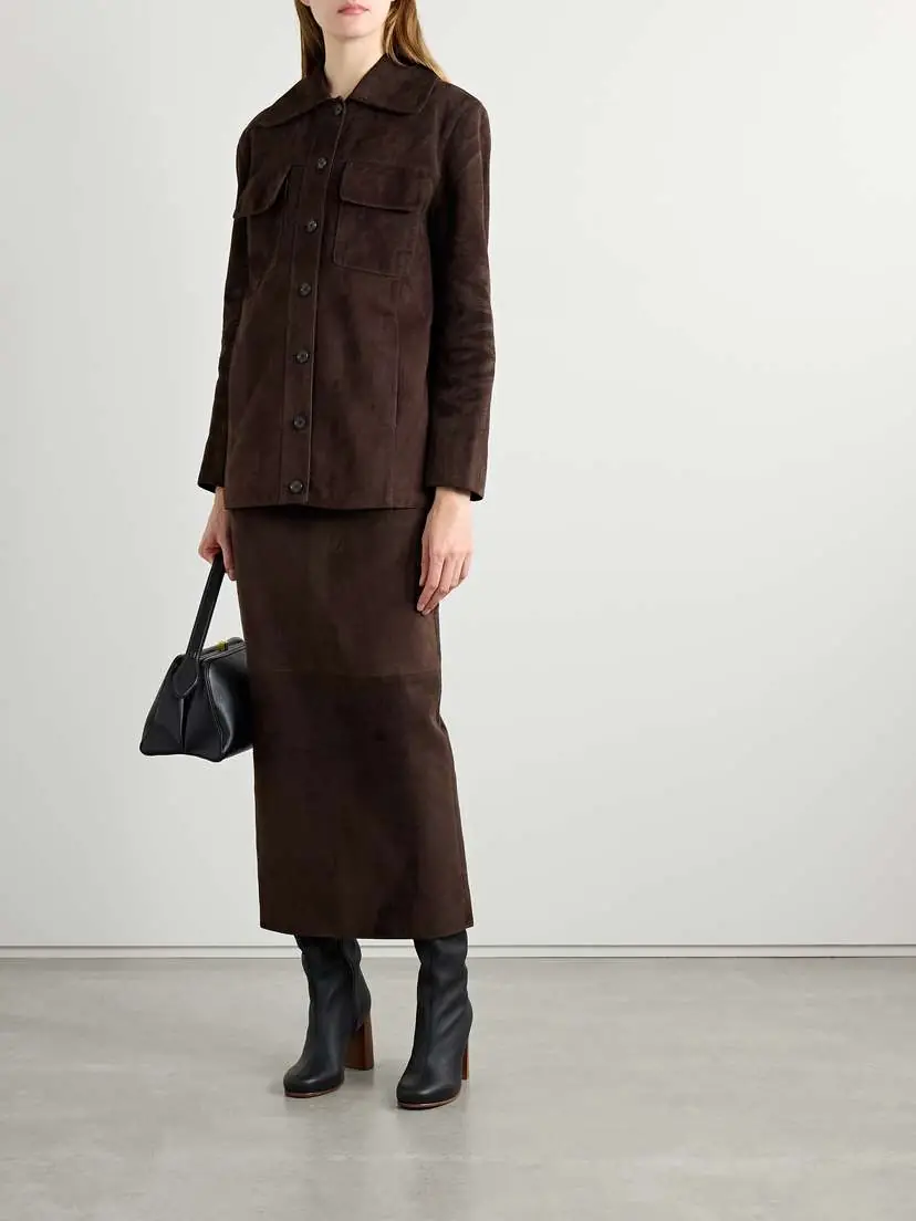 Khaite Loxley Suede Midi Skirt | Thumbnail 2 Khaite Loxley Suede Midi Skirt | Thumbnail 2