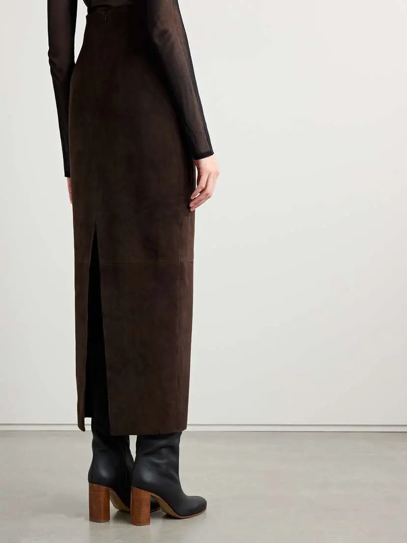 Khaite Loxley Suede Midi Skirt | Thumbnail 4 Khaite Loxley Suede Midi Skirt | Thumbnail 4