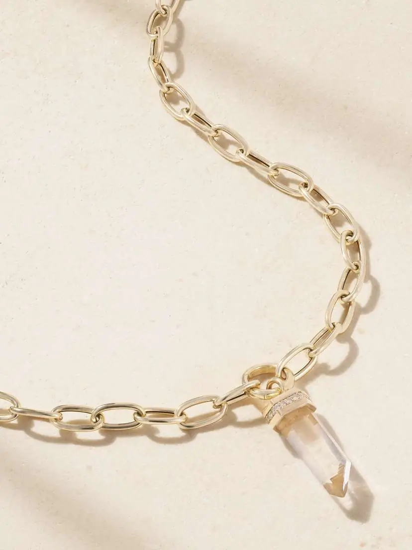 JIA JIA Jumbo 14-karat Gold, Quartz And Diamond Necklace | Thumbnail 4 JIA JIA Jumbo 14-karat Gold, Quartz And Diamond Necklace | Thumbnail 4
