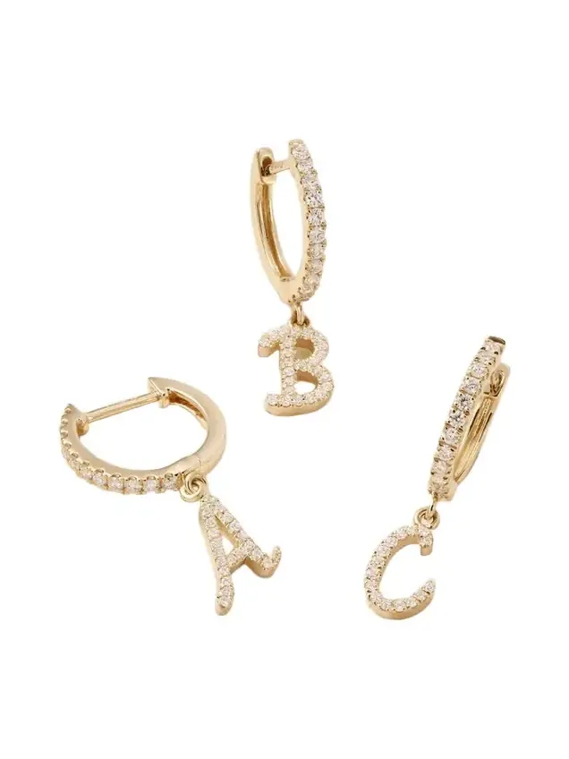 Initial Huggie 18-karat Gold Diamond Single Earring Initial Huggie 18-karat Gold Diamond Single Earring