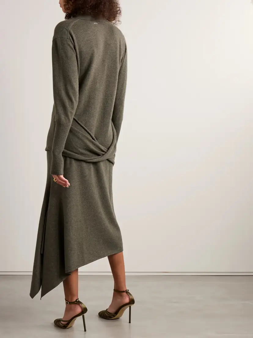 Ferragamo Draped Wrap-effect Wool And Cashmere-blend Midi Dress | Thumbnail 3
