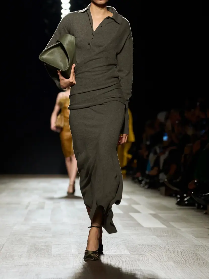 Ferragamo Draped Wrap-effect Wool And Cashmere-blend Midi Dress | Thumbnail 4