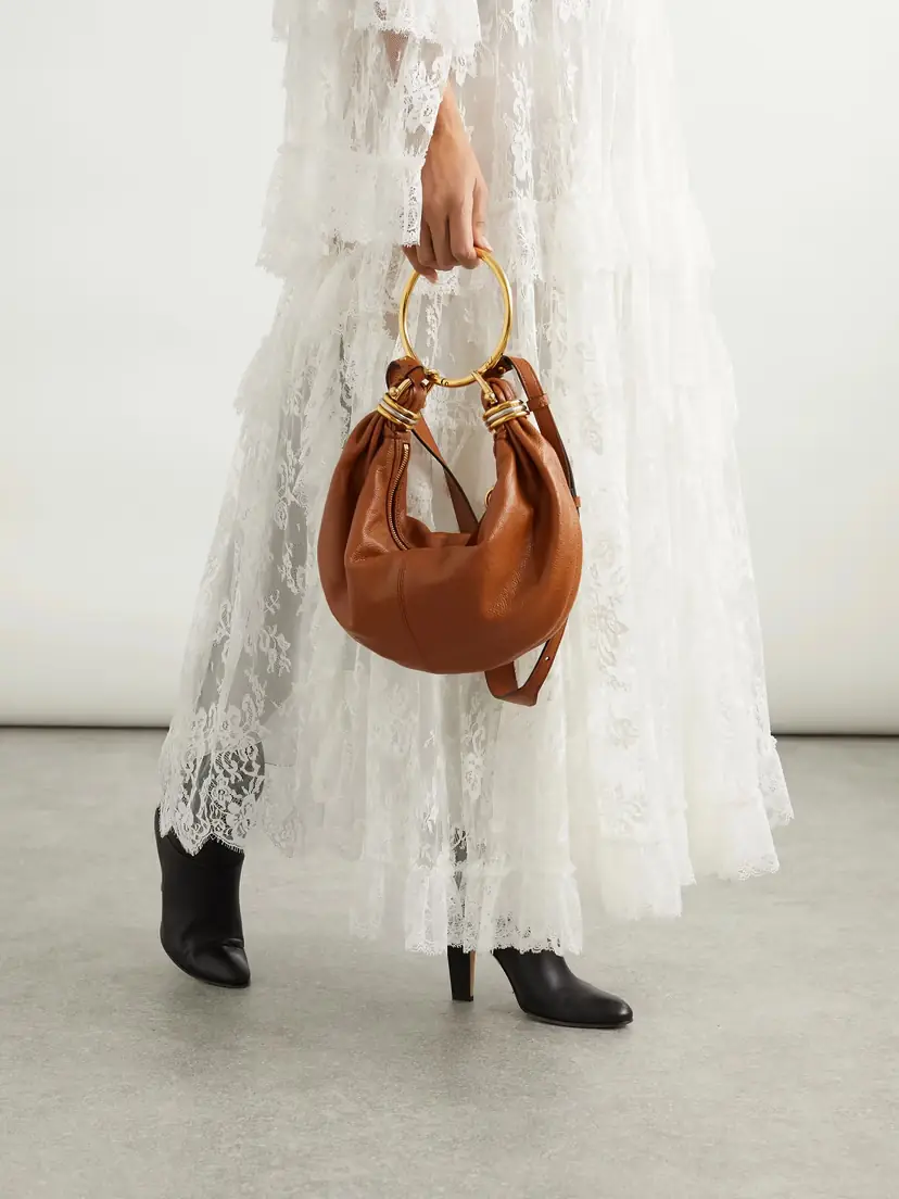 Chloé Bracelet Embellished Glossed Textured-leather Shoulder Bag | Thumbnail 2 Chloé Bracelet Embellished Glossed Textured-leather Shoulder Bag | Thumbnail 2