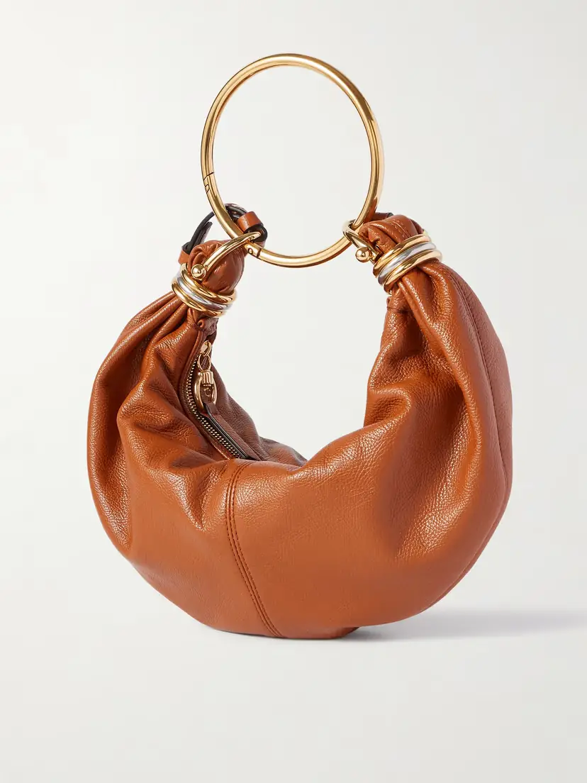 Chloé Bracelet Embellished Glossed Textured-leather Shoulder Bag | Thumbnail 3 Chloé Bracelet Embellished Glossed Textured-leather Shoulder Bag | Thumbnail 3