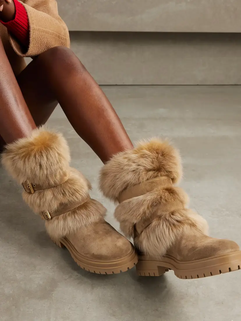 Gianvito Rossi Maverick 35 Shearling And Suede Snow Boots | Thumbnail 2 Gianvito Rossi Maverick 35 Shearling And Suede Snow Boots | Thumbnail 2