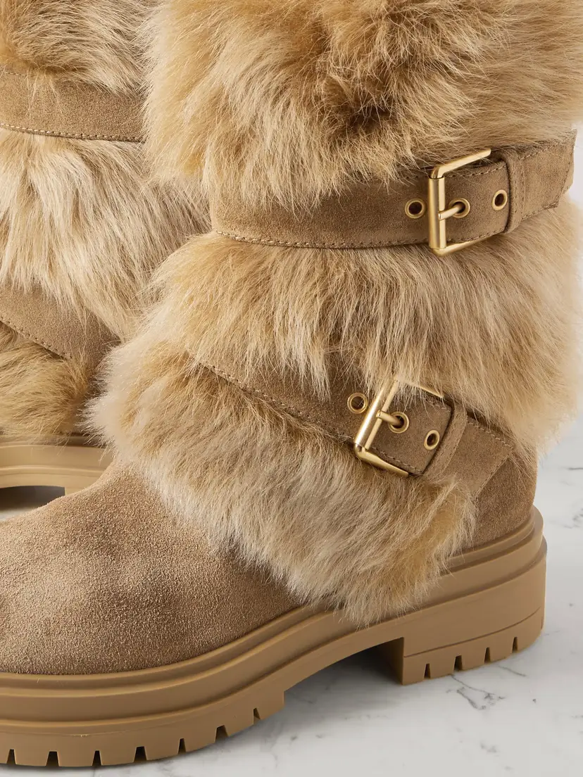 Gianvito Rossi Maverick 35 Shearling And Suede Snow Boots | Thumbnail 4 Gianvito Rossi Maverick 35 Shearling And Suede Snow Boots | Thumbnail 4
