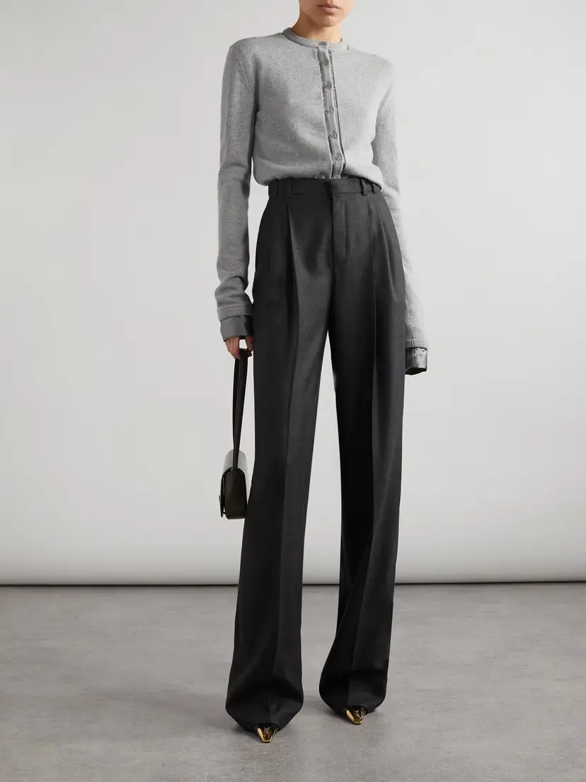 Saint Laurent Pleated Cashmere-twill Wide-leg Pants | Thumbnail 2 Saint Laurent Pleated Cashmere-twill Wide-leg Pants | Thumbnail 2