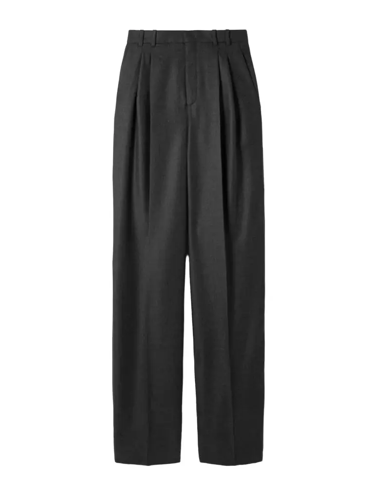 Pleated Cashmere-twill Wide-leg Pants