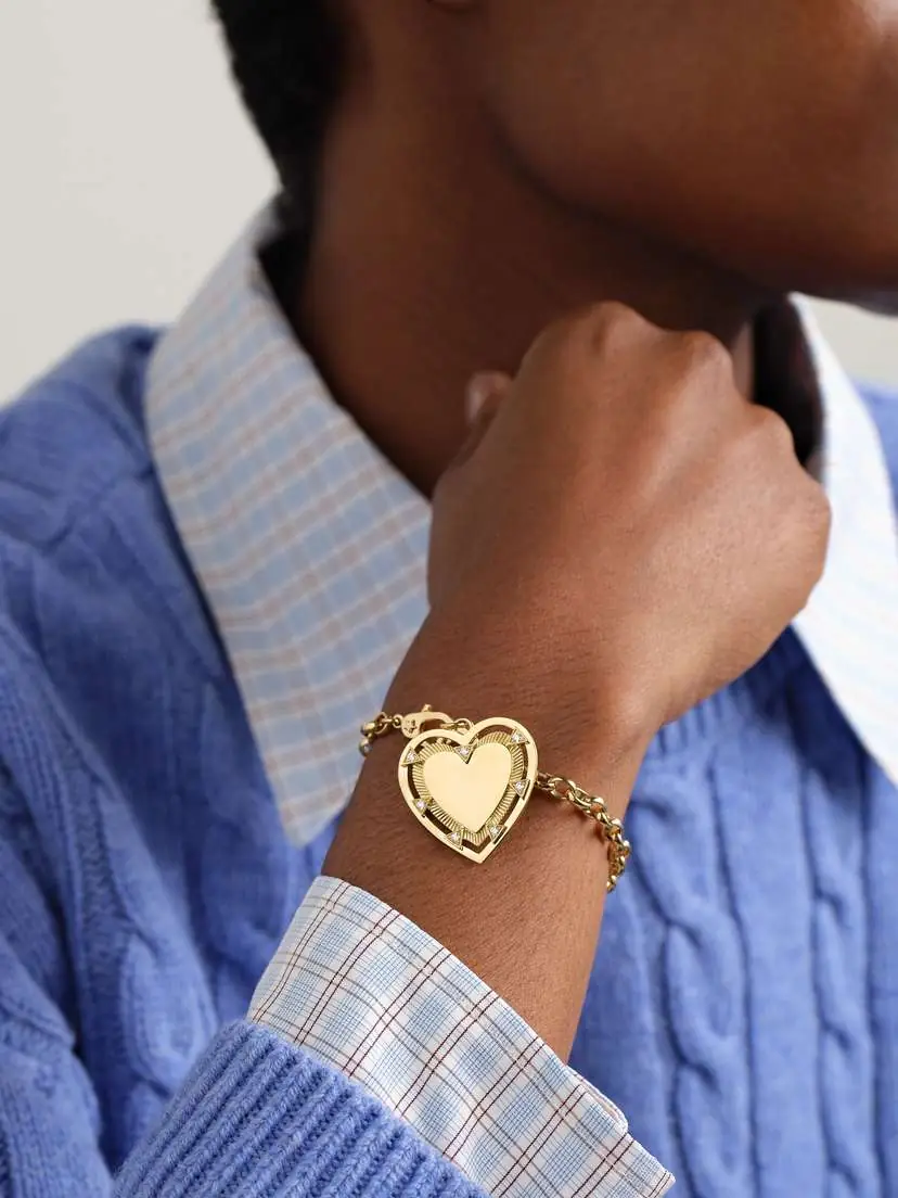 Foundrae Heart Token - Love Heavy Belcher Sister Hook 18-karat Gold Diamond Bracelet | Thumbnail 2 Foundrae Heart Token - Love Heavy Belcher Sister Hook 18-karat Gold Diamond Bracelet | Thumbnail 2