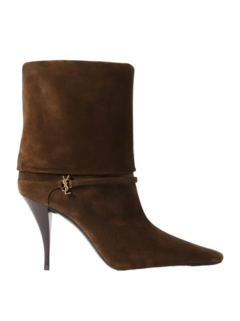Saint Laurent Niki Embellished Suede Ankle Boots | Image 1 Saint Laurent Niki Embellished Suede Ankle Boots | Image 1