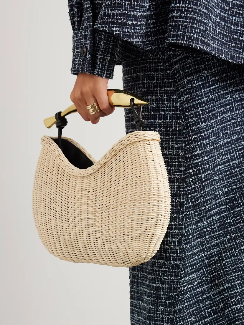Bottega Veneta Sardine Small Leather-trimmed Raffia Tote | Thumbnail 2 Bottega Veneta Sardine Small Leather-trimmed Raffia Tote | Thumbnail 2