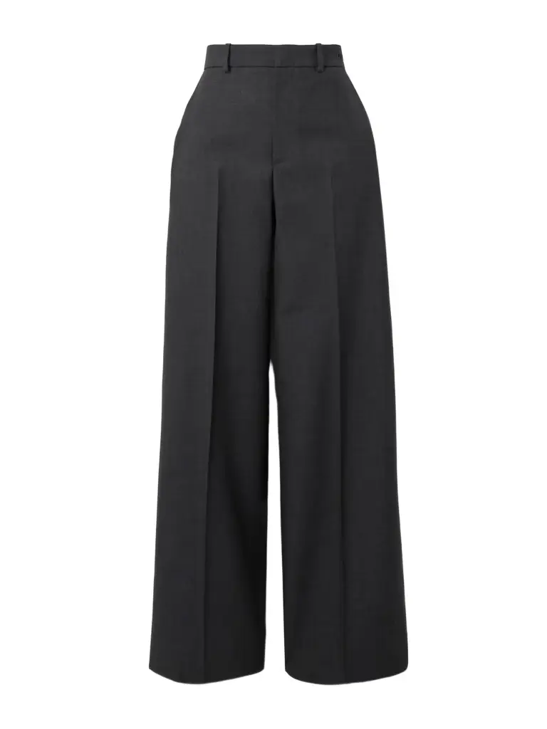 Pleated Wide-leg Wool Trousers