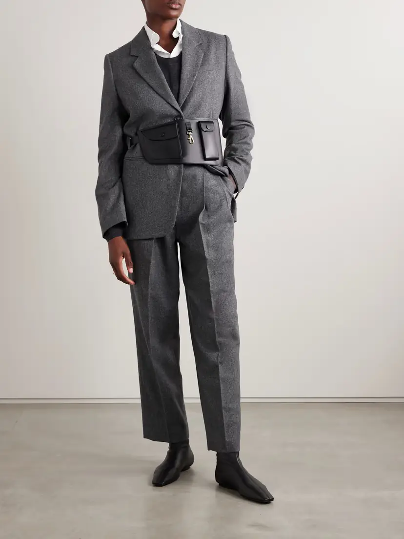 TOTEME Pleated Wool-blend Felt Wide-leg Pants | Thumbnail 2 TOTEME Pleated Wool-blend Felt Wide-leg Pants | Thumbnail 2