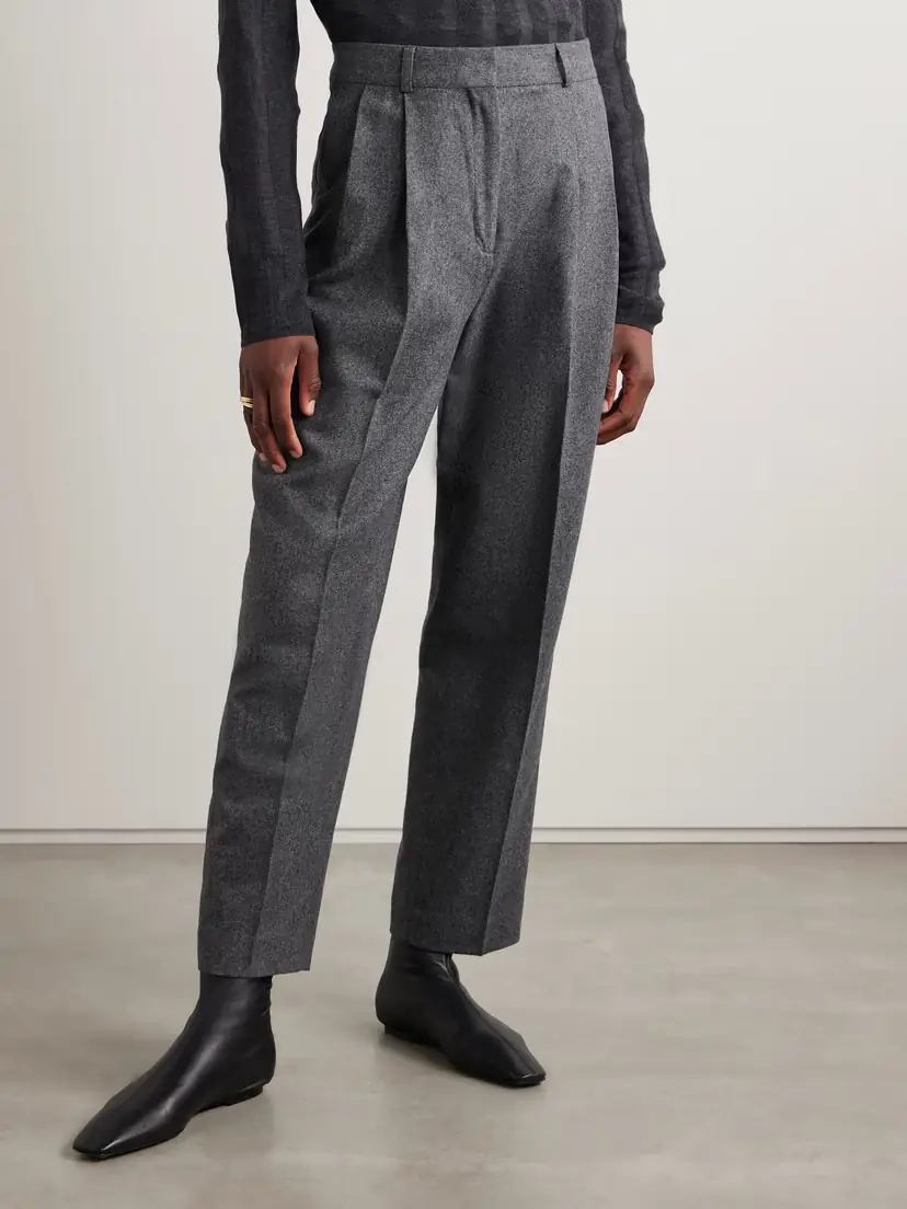 TOTEME Pleated Wool-blend Felt Wide-leg Pants | Thumbnail 3 TOTEME Pleated Wool-blend Felt Wide-leg Pants | Thumbnail 3