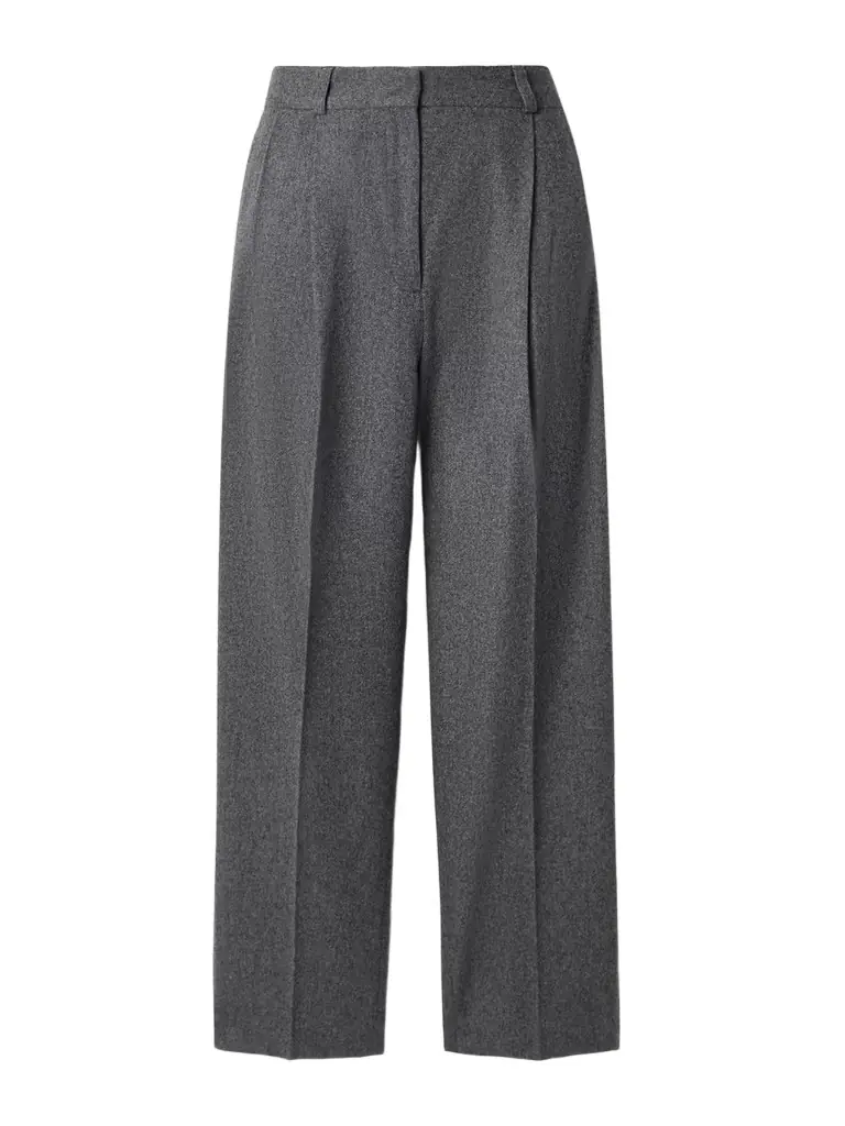 Pleated Wool-blend Felt Wide-leg Pants