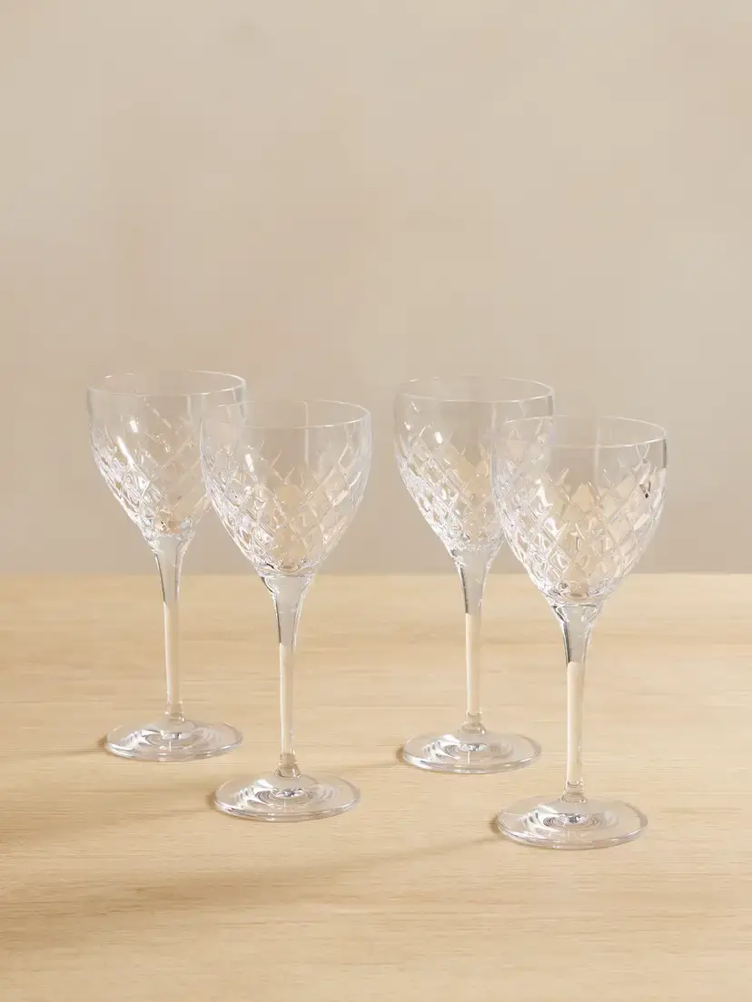 Soho Home Barwell Set Of Four Cut Crystal Red Wine Glasses | Image 1 Soho Home Barwell Set Of Four Cut Crystal Red Wine Glasses | Image 1