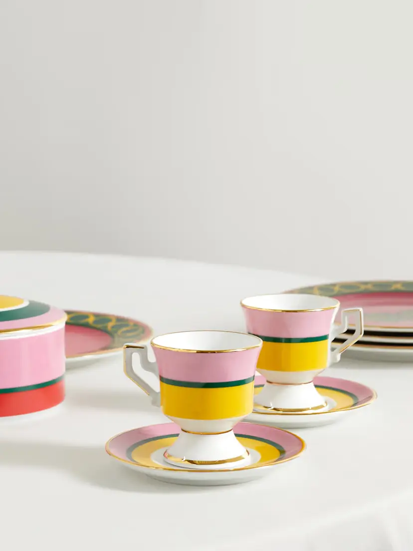 La DoubleJ Set Of Two Gold-plated Porcelain Espresso Cups And Saucers | Thumbnail 2 La DoubleJ Set Of Two Gold-plated Porcelain Espresso Cups And Saucers | Thumbnail 2