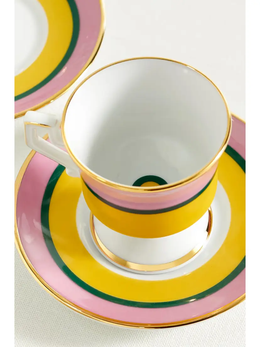 La DoubleJ Set Of Two Gold-plated Porcelain Espresso Cups And Saucers | Thumbnail 4 La DoubleJ Set Of Two Gold-plated Porcelain Espresso Cups And Saucers | Thumbnail 4