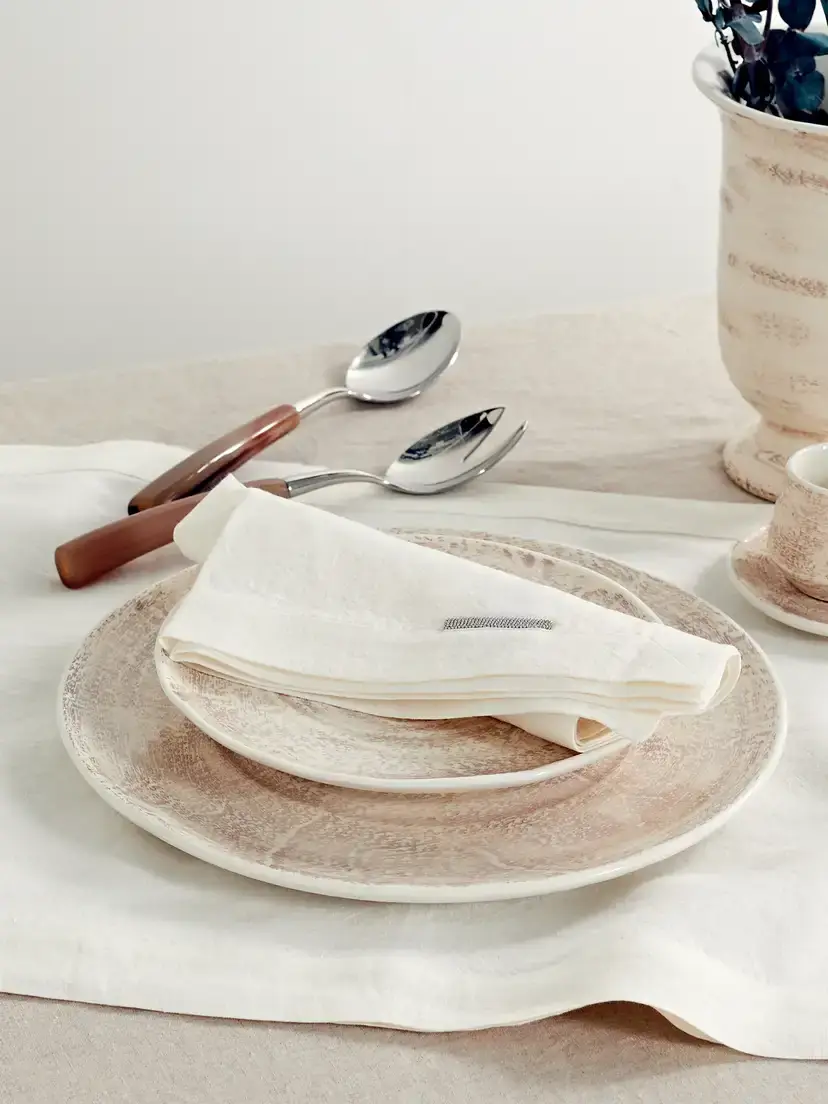 Brunello Cucinelli Set Of Two Bead-embellished Linen Placemats | Thumbnail 2 Brunello Cucinelli Set Of Two Bead-embellished Linen Placemats | Thumbnail 2