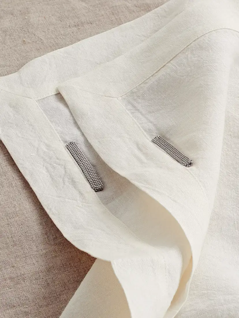 Brunello Cucinelli Set Of Two Bead-embellished Linen Placemats | Thumbnail 3 Brunello Cucinelli Set Of Two Bead-embellished Linen Placemats | Thumbnail 3